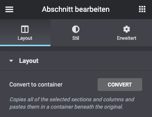 Elementor Container Convert